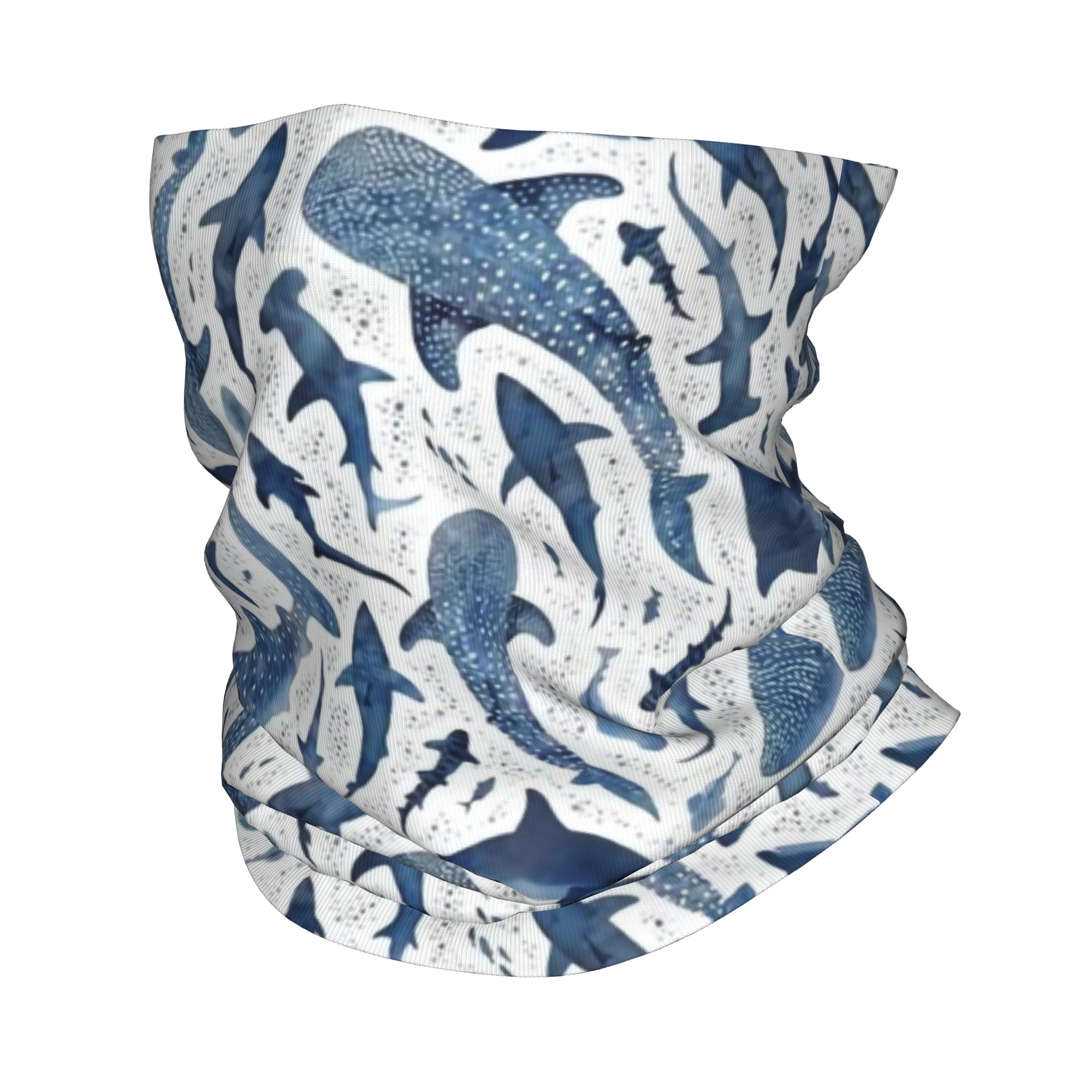 Balaclava Face Mask - Custom Blue Watercolour Shark Bandana Neck