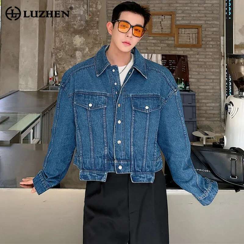 Street Fashion Men 2025 - LUZHEN Personality Denim Short Jacket Men's