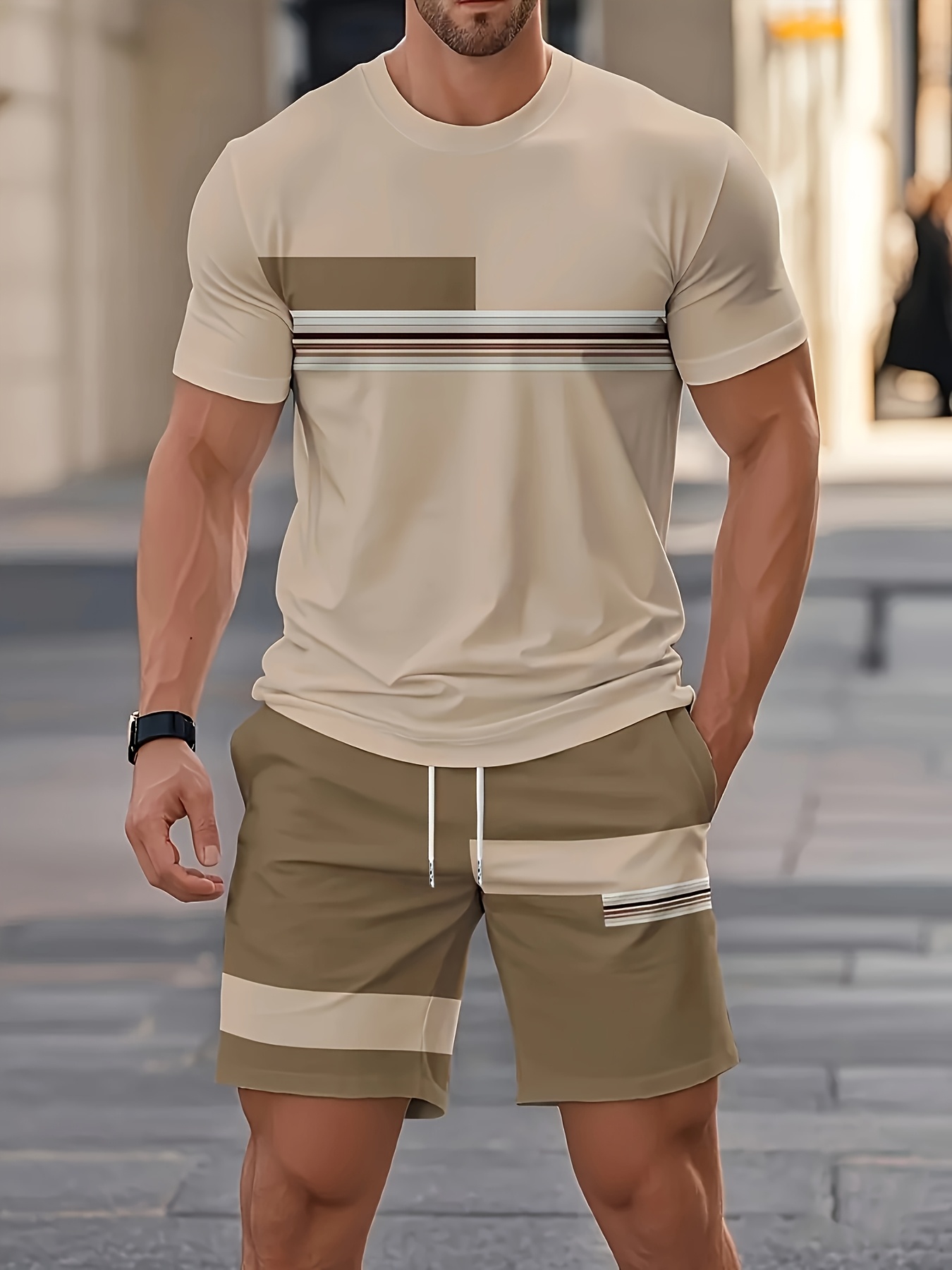 Street Fashion Outfit For Men - Summer Men's Sets Casual O-neck Short