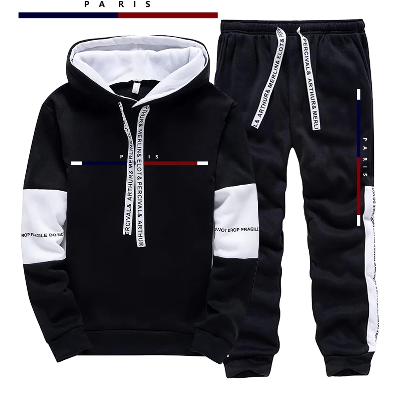 Street Fashion Outfit For Men - Paris Fashion Printed Men's Set/Hoodie/Pants Fall