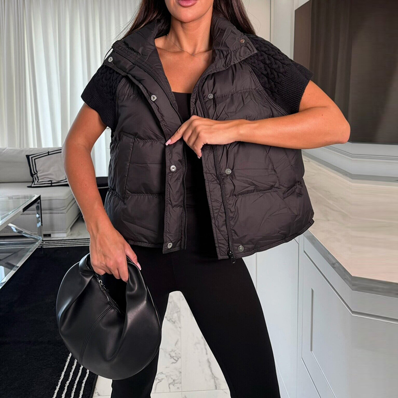Women's Chic Cropped Puffer Ve - Puffer Vest Padded recension och pris