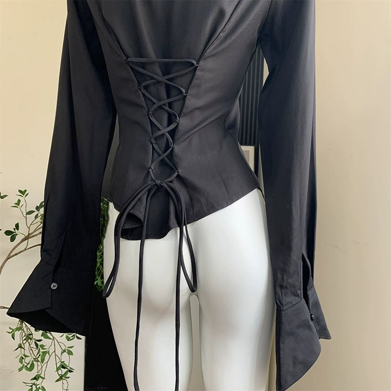Gidyq Women Black Bandage Shir - Street Fashion In Korea recension och pris
