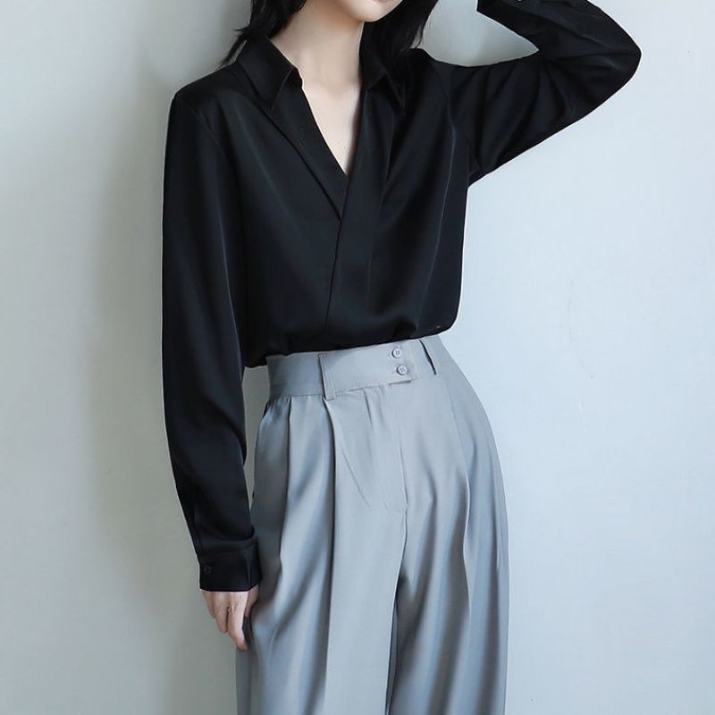 Gidyq Women Black Chiffon Shir - Street Fashion In Korea recension och pris