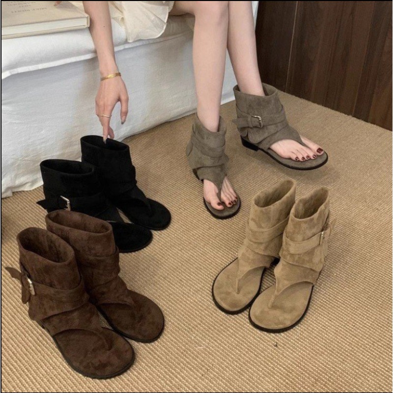 2025Spring Clip Toe Flats Sand - Street Fashion Rome recension och pris