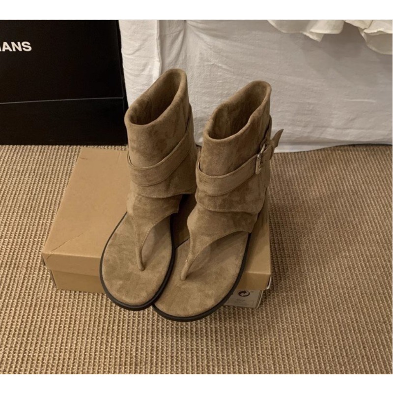 2025Spring Clip Toe Flats Sand - Street Fashion Rome recension och pris