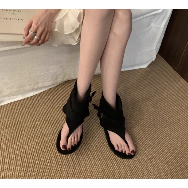 2025Spring Clip Toe Flats Sand - Street Fashion Rome recension och pris