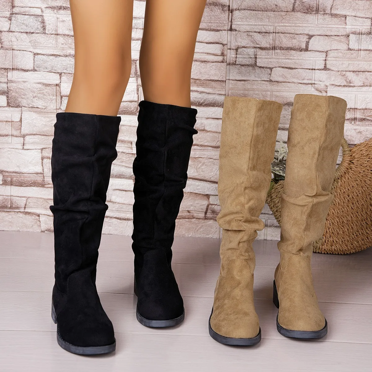 Pleated Boots Women Faux Suede - Street Fashion Rome recension och pris