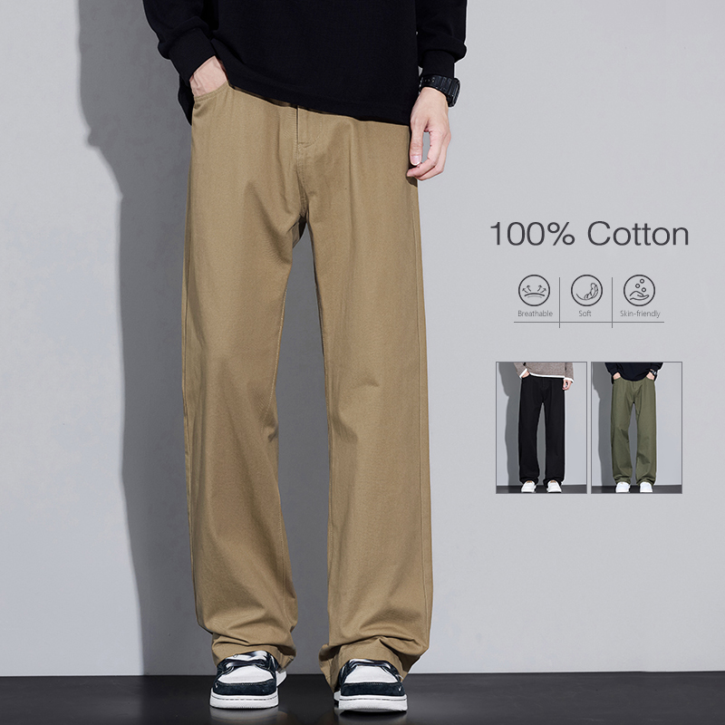 100% Cotton Men's Baggy Wide-l - Street Fashion In Korea recension och pris