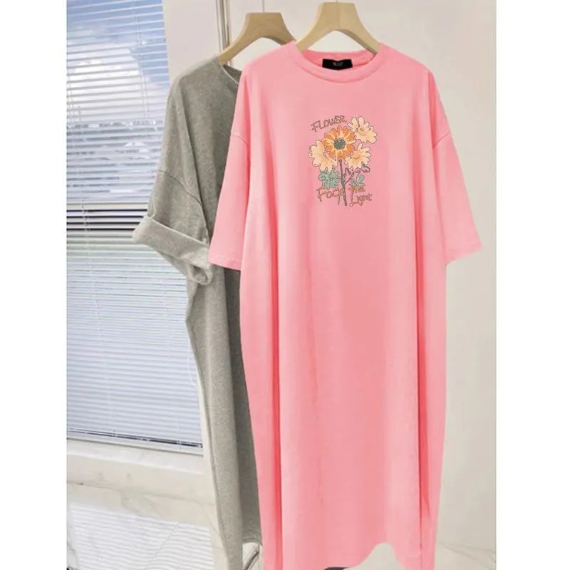 Women's Flower Print Oversized - Longline Tee Oversized recension och pris