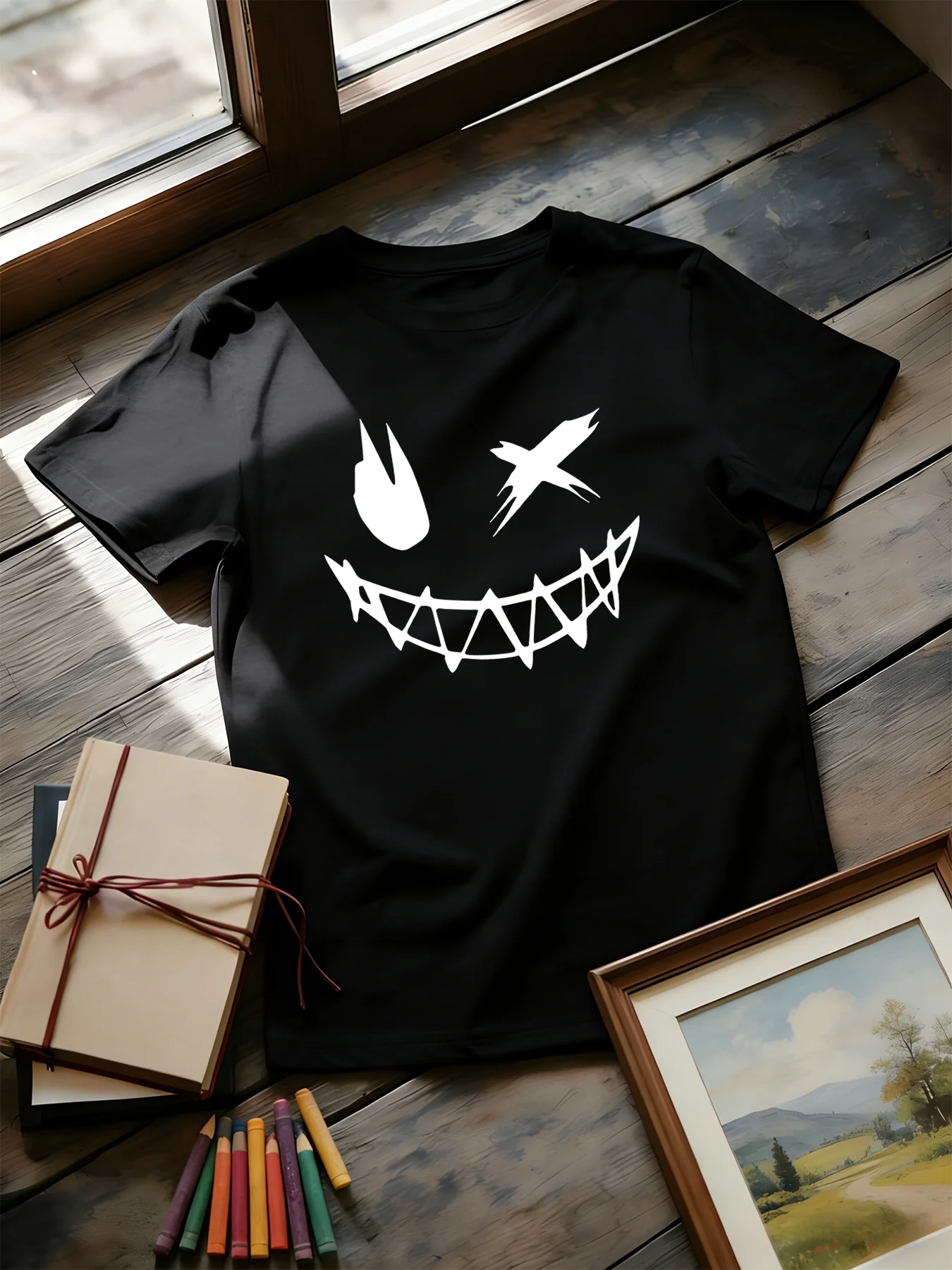 Dark Devil Smiling Face Fashio - Street Fashion Culture recension och pris