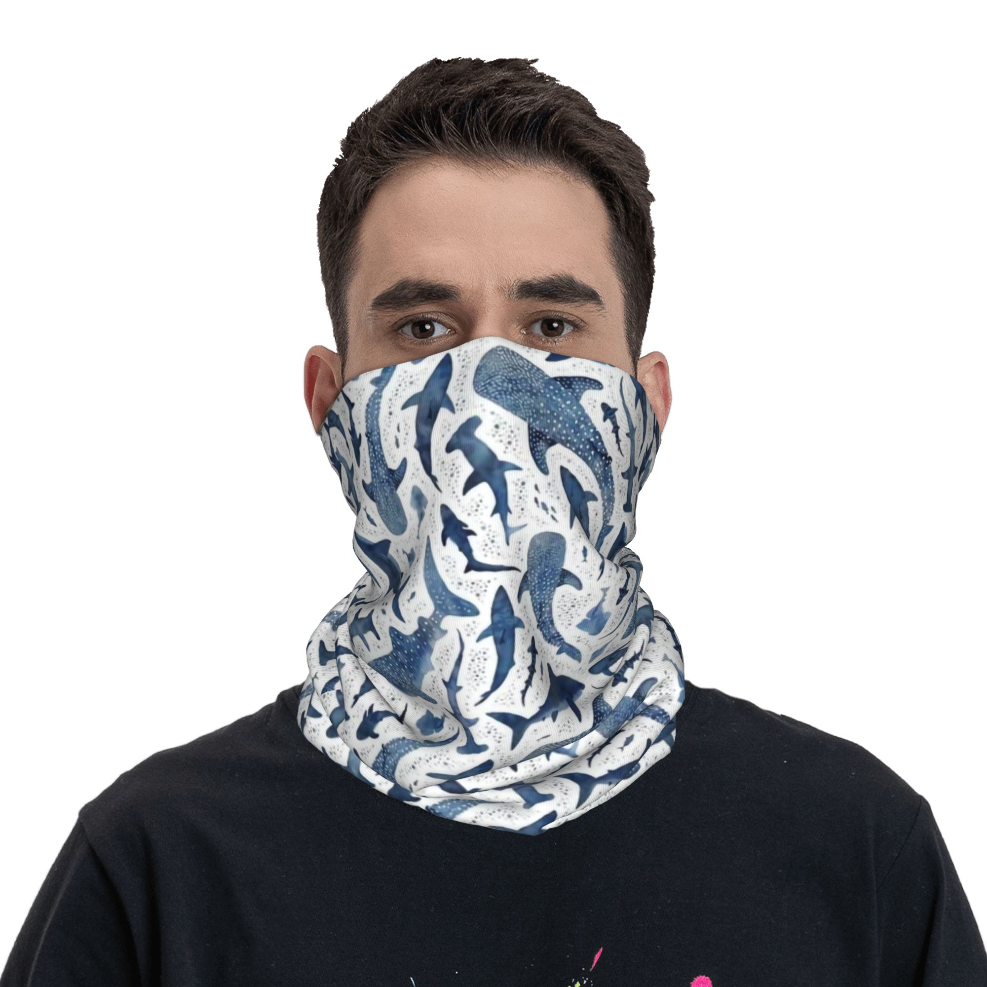Custom Blue Watercolour Shark  - Balaclava Face Mask recension och pris