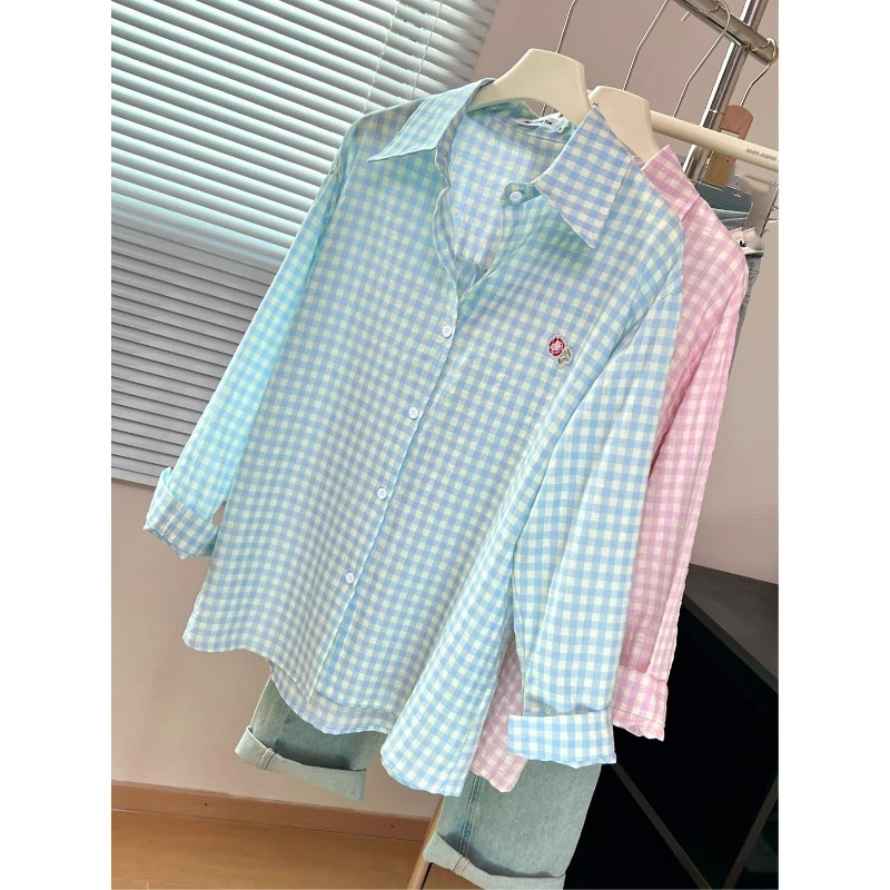 Embroidery Flower Plaid Design - Street Fashion In Korea recension och pris