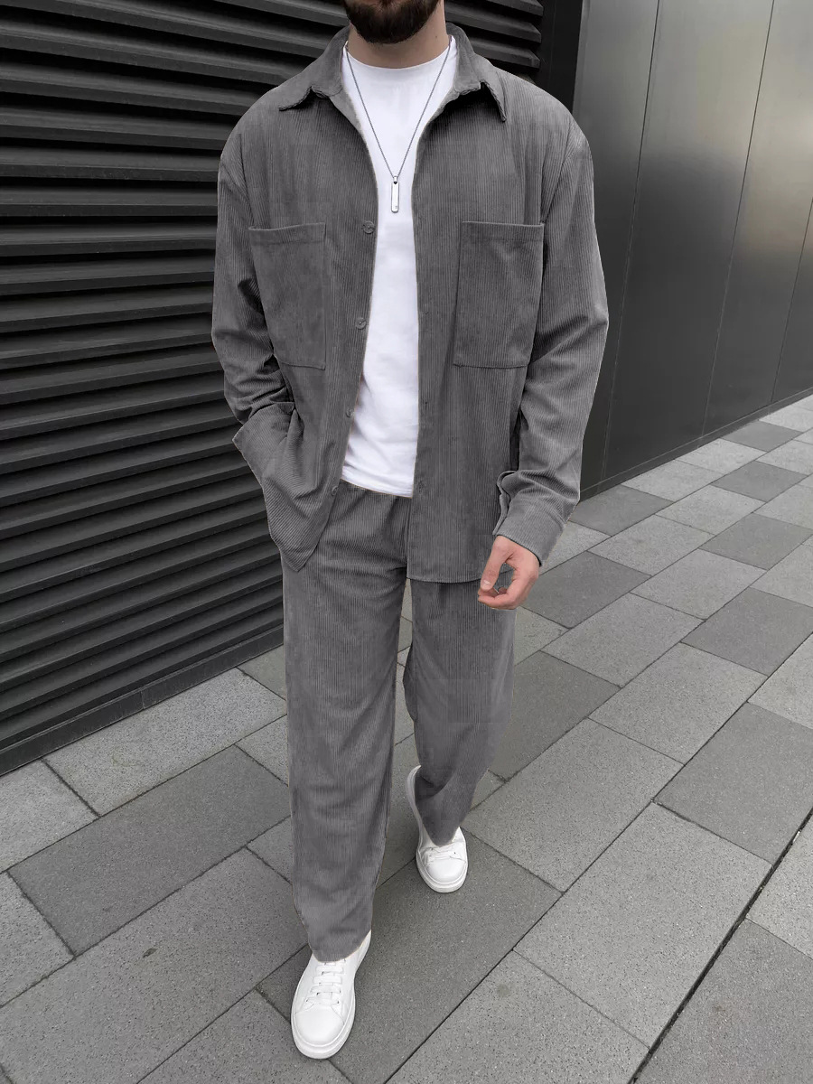 Men's corduroy two-piece outfi - Street Fashion Clothing recension och pris