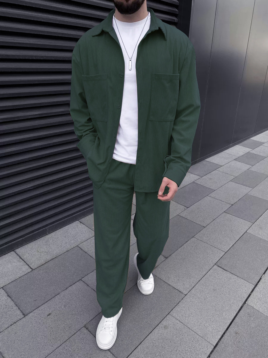 Men's corduroy two-piece outfi - Street Fashion Clothing recension och pris