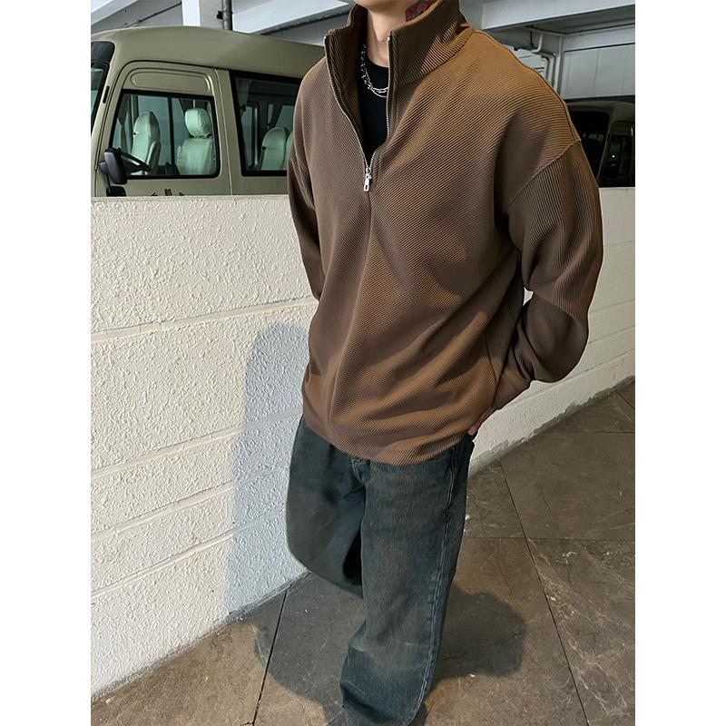 Zipper Turtleneck Twill Textur - Longline Tee Oversized recension och pris