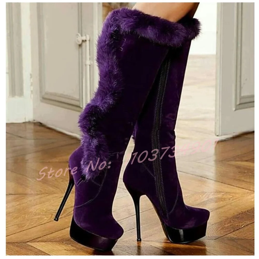 Furry Metal Heel Platform Knee - Street Fashion Ladies recension och pris