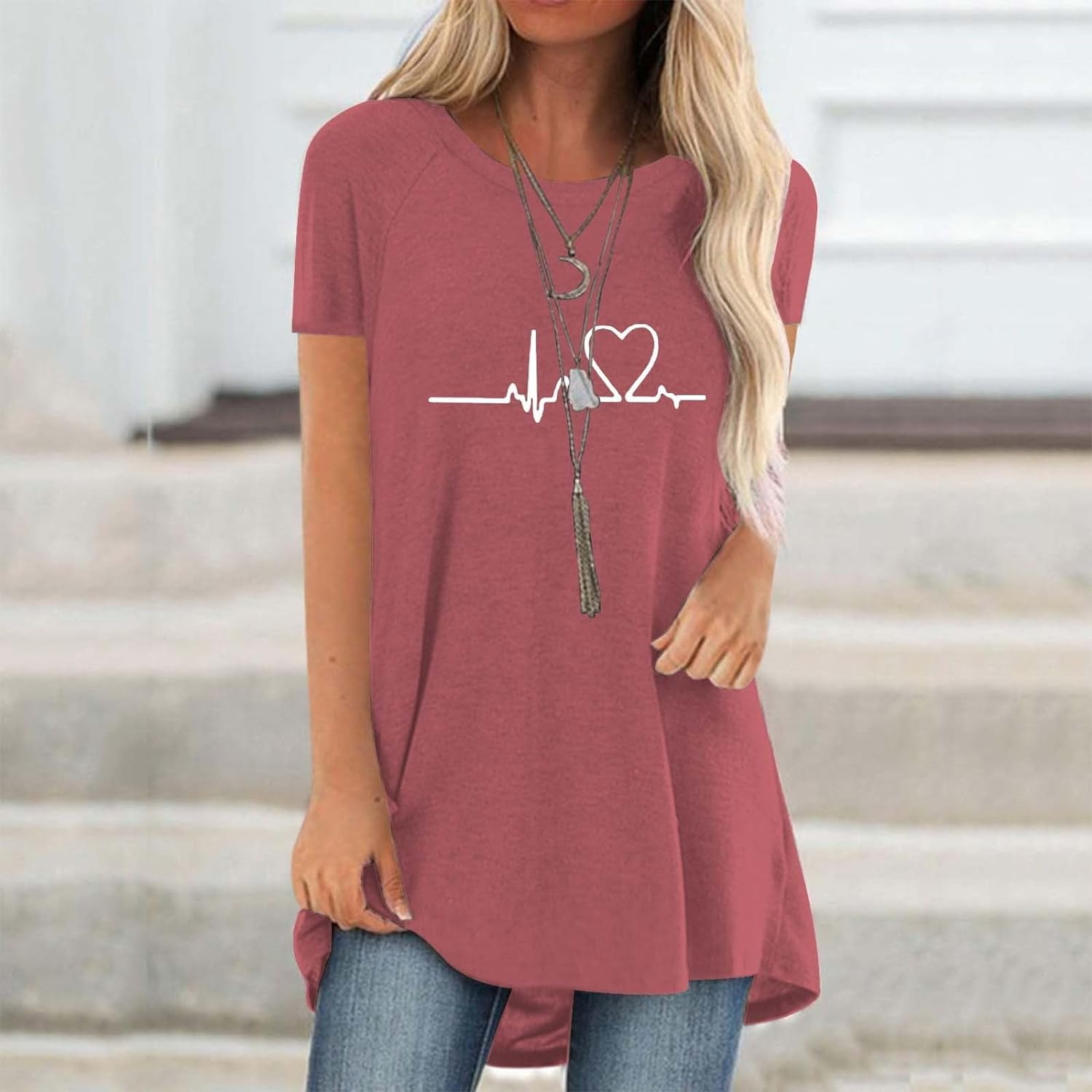 Line Love Graphics 3D Print T- - Longline Tee Oversized recension och pris