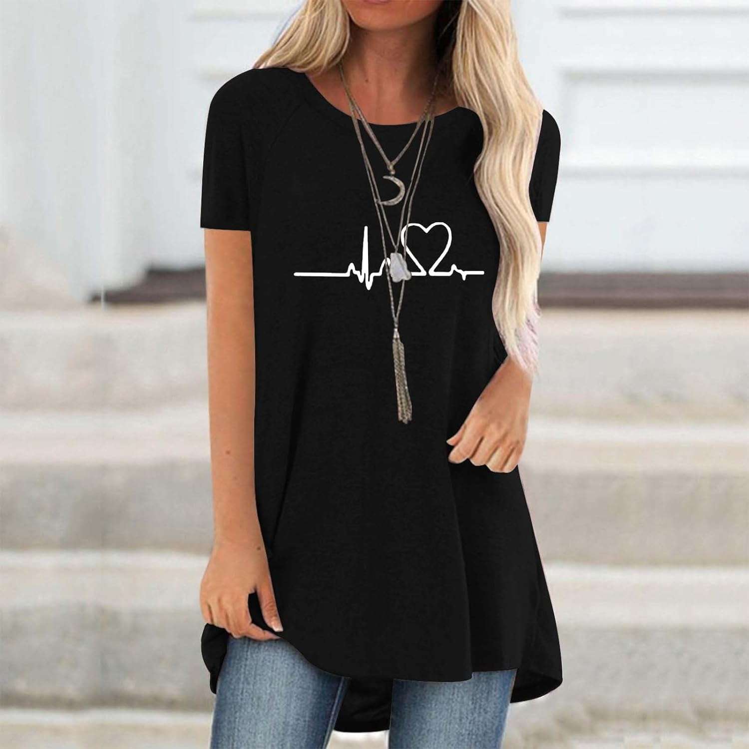 Line Love Graphics 3D Print T- - Longline Tee Oversized recension och pris