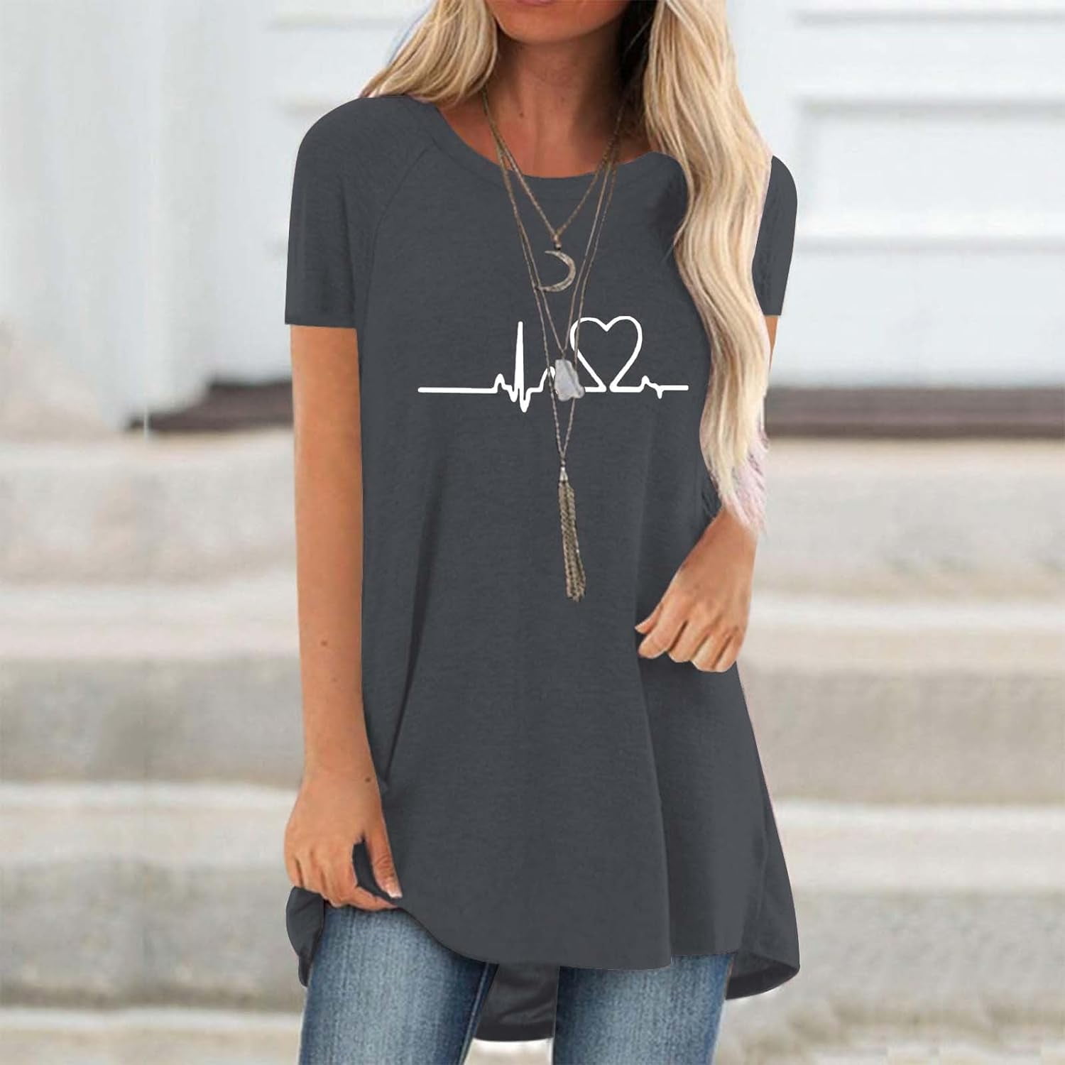 Line Love Graphics 3D Print T- - Longline Tee Oversized recension och pris